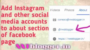 add instagram, twitter and other social media accounts to about section of facebook page